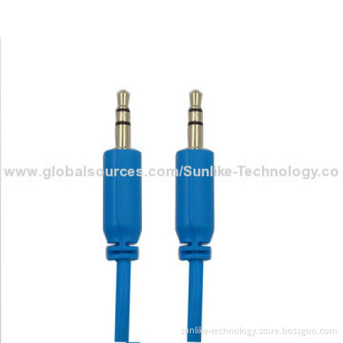Audio Cable, Molding, Nickel-plated, Half-shiny, Half Matte, 3.5SP Male-to-male